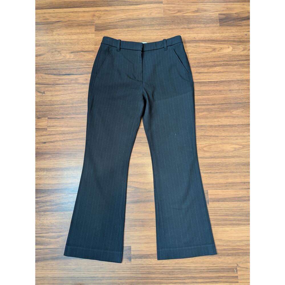3.1 Phillip Lim Pinstripe Cropped Flare Trousers size 4 Black Minimalist Office